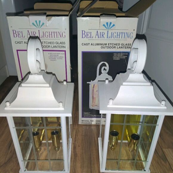 Set Of 2 Bel Air Lighting Outdoor Lantern Cast Al - Picture 1 of 9